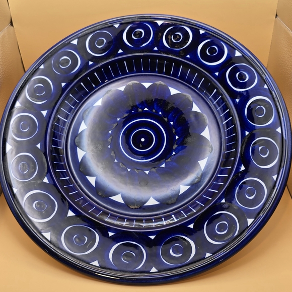 Arabia of Finland Valencia Large 14” Serving Platter Plate Cobalt Blue/White. - Picture 1 of 6